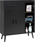 White Wood Storage Cabinet with 1 Drawer and 3 Shelves Y90244
