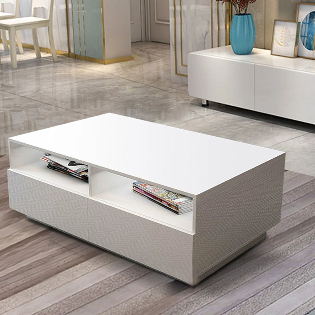 High Gloss Coffee Table with 4 Drawers and 2 Open Shelves E483761