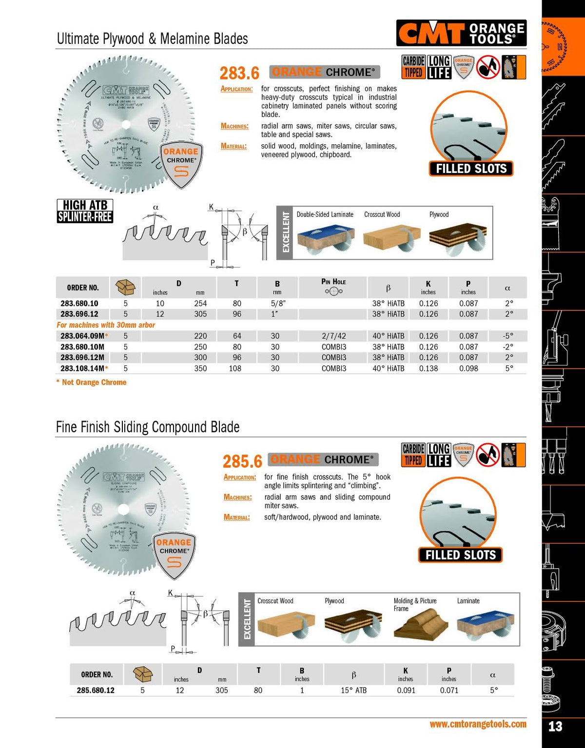 Industrial Melamine & Fine Cut-Off Saw Blade, 220mm x 64 Teeth with 30mm Bore M18085