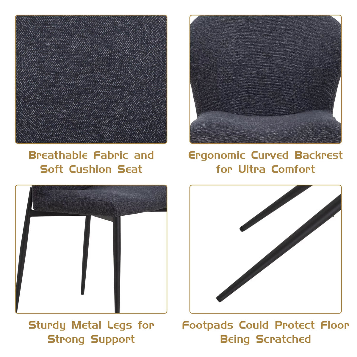 Dining Chairs Set of 4 Metal Legs T24964