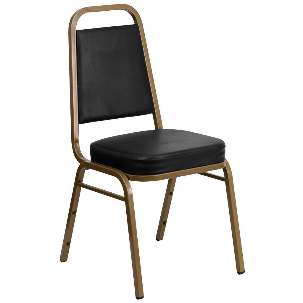 Black Vinyl Stacking Banquet Chair with Gold Frame G16431