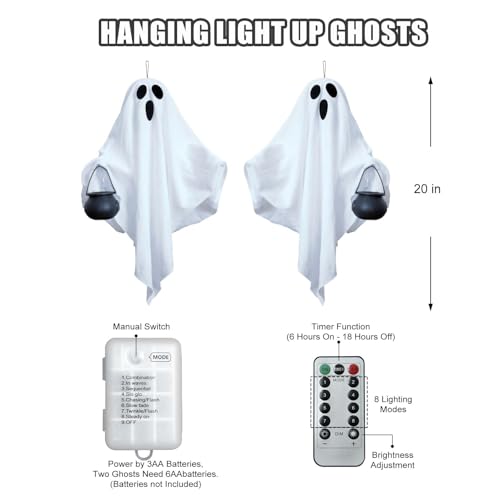 2 Pack Halloween Light Up Ghost Decorations S422