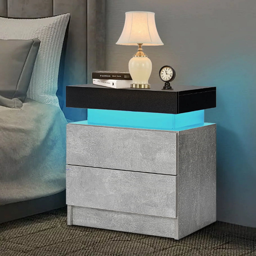 White 2 Drawer High Gloss Nightstand O61494
