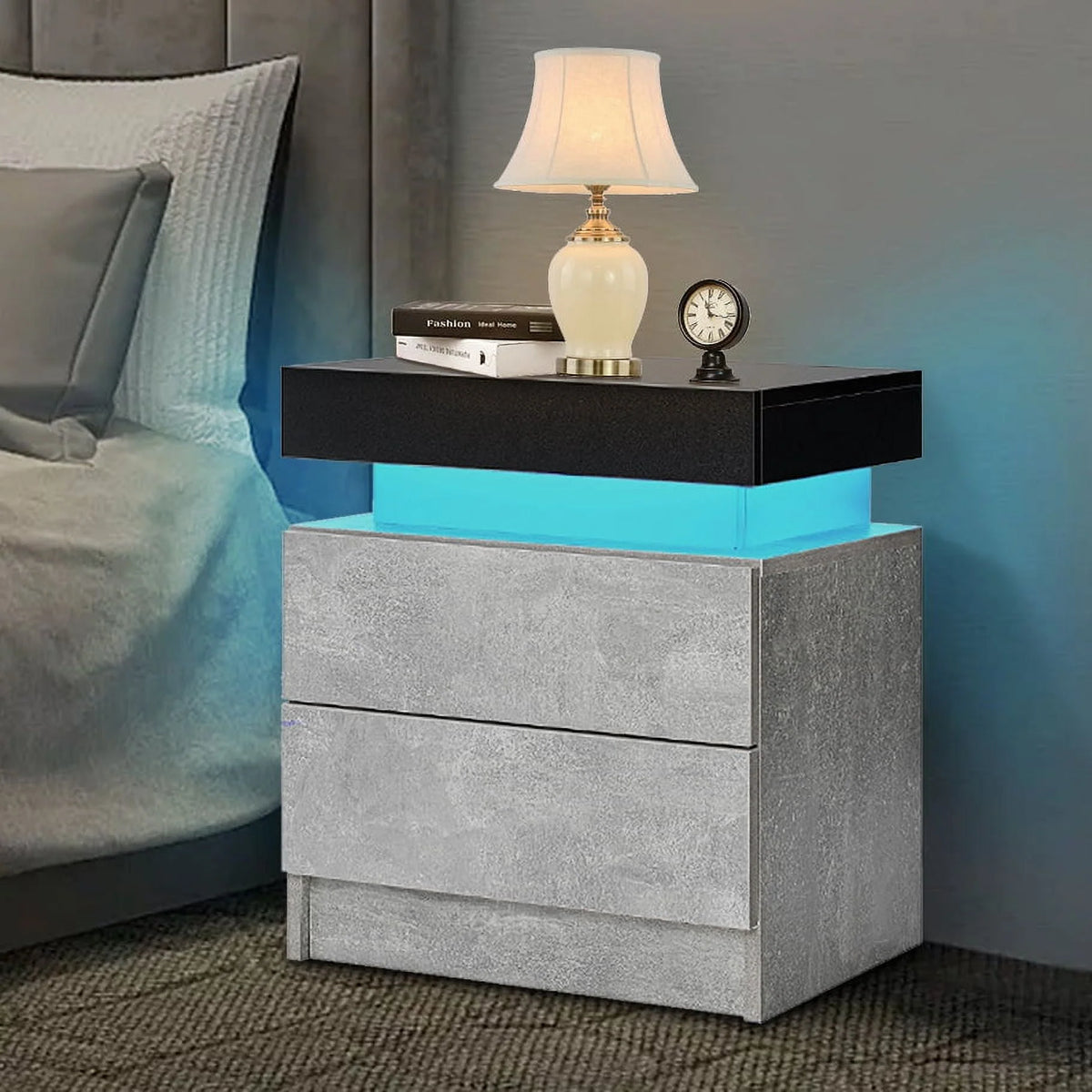 White 2 Drawer High Gloss Nightstand O61494