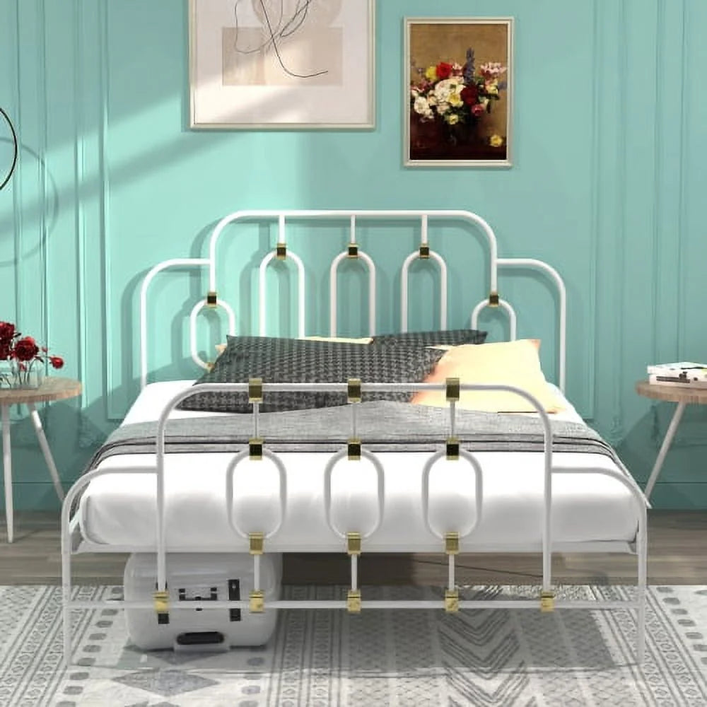 White Metal Bed Z93138