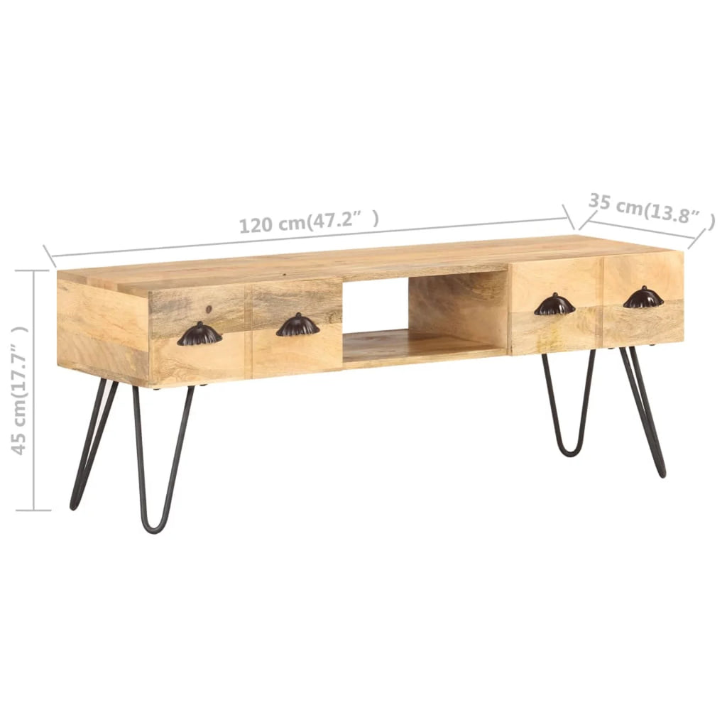 Mango Wood TV Stand with 2 Storage Drawers Q43332