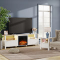 White 70 inch Wood Electric Fireplace TV Stand X85541