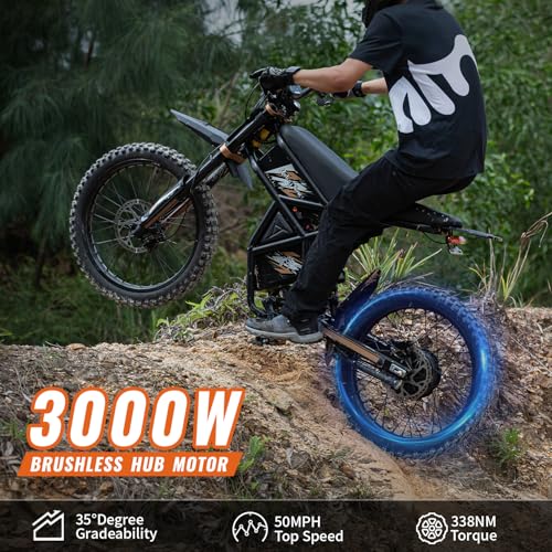 Electric Dirt Bike with 25" Motorcycle Tires, Full Suspension W18856