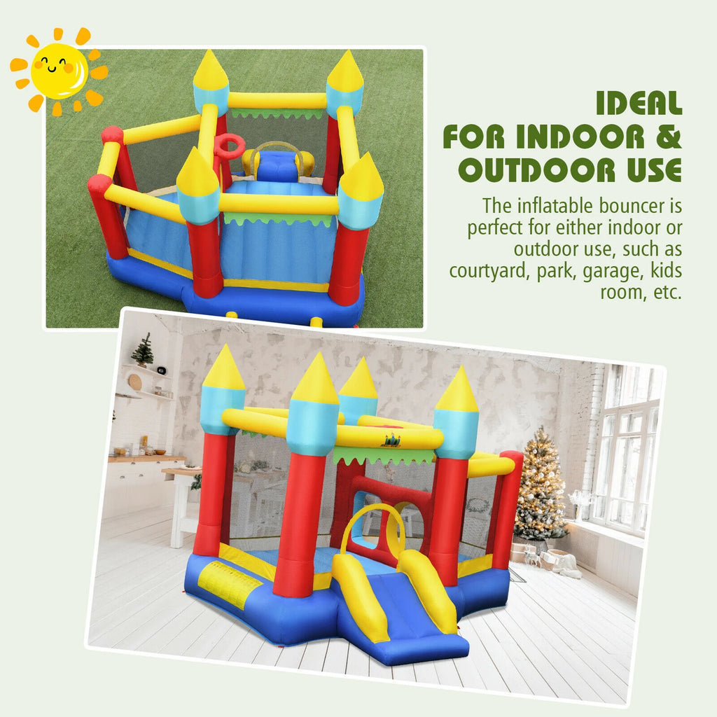 Inflatable Bounce House Slide with Tunnels Ball Pit & 480W Blower L1388