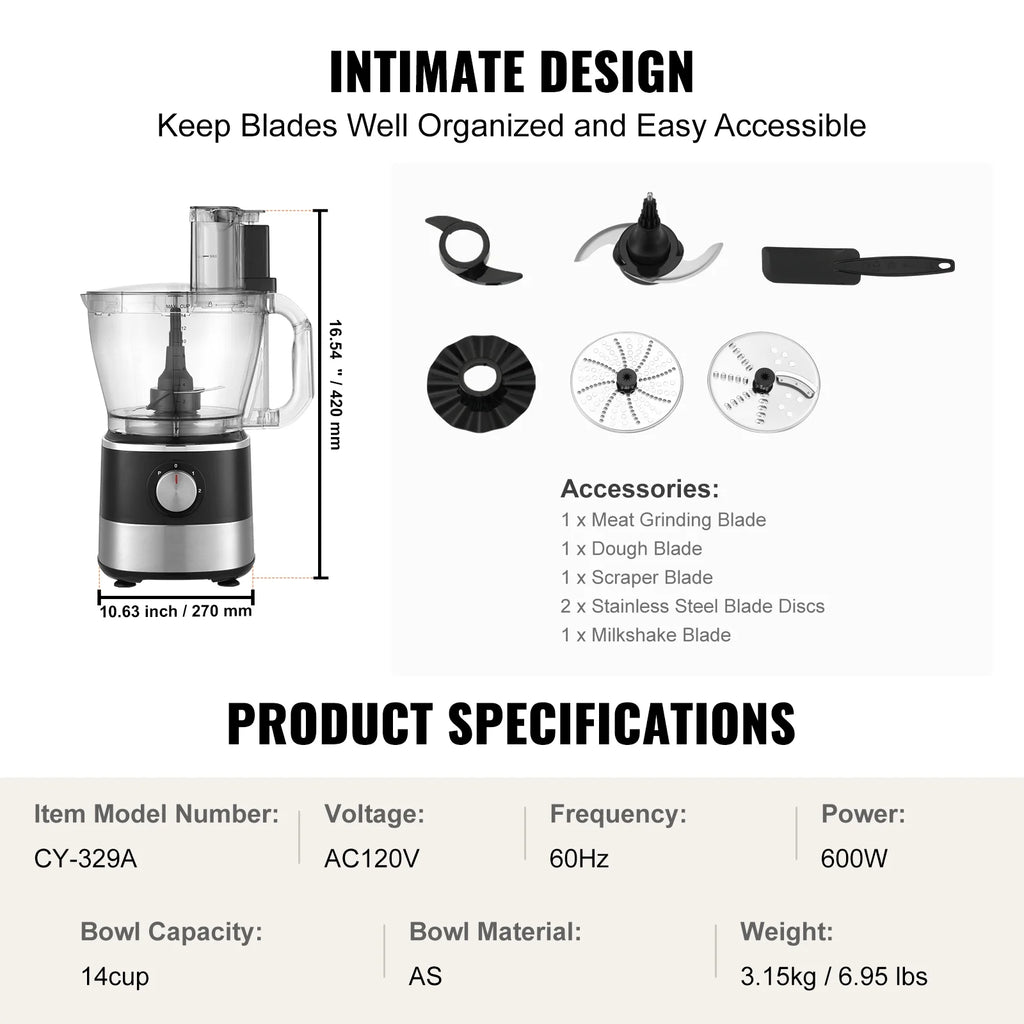 14-Cup 600W Food Processor Vegetable Chopper J142269