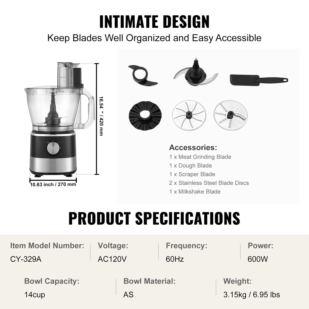 14-Cup 600W Food Processor Vegetable Chopper J142269