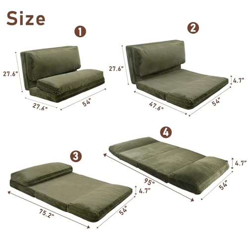 Folding Sofa Bed Floor Mattress with Faux Fur Washable Cover, Pink, 30x95 Inch R2486