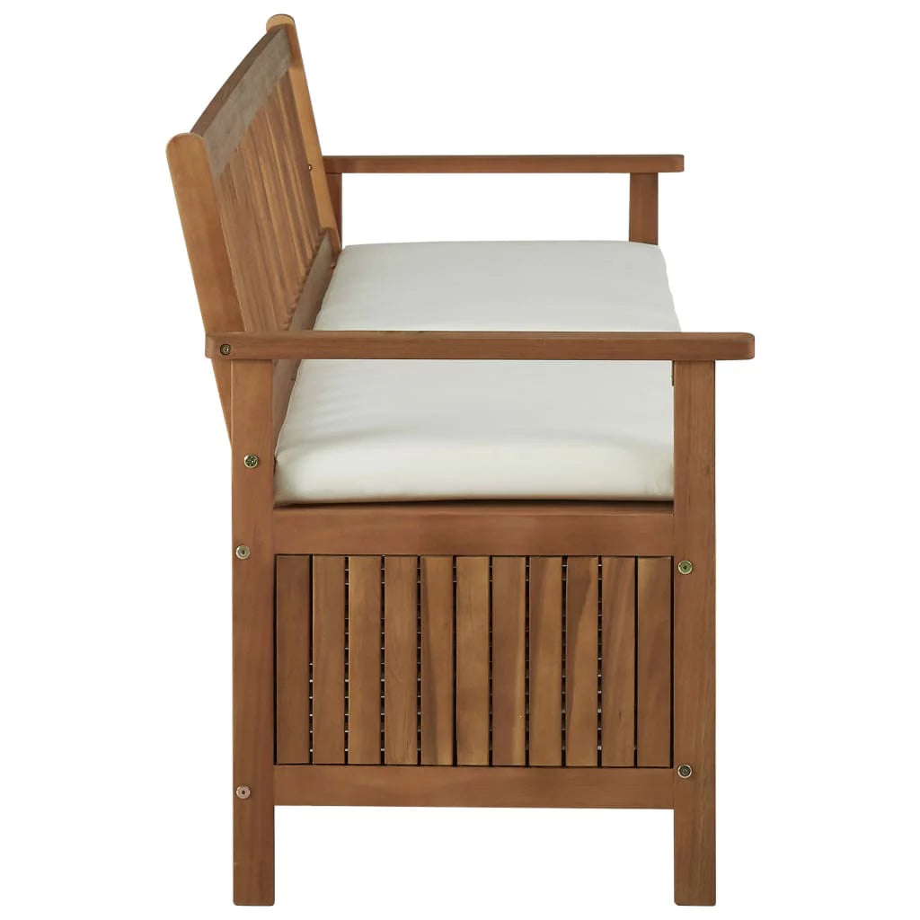 Storage Bench with Cushion Solid Acacia Wood C87331