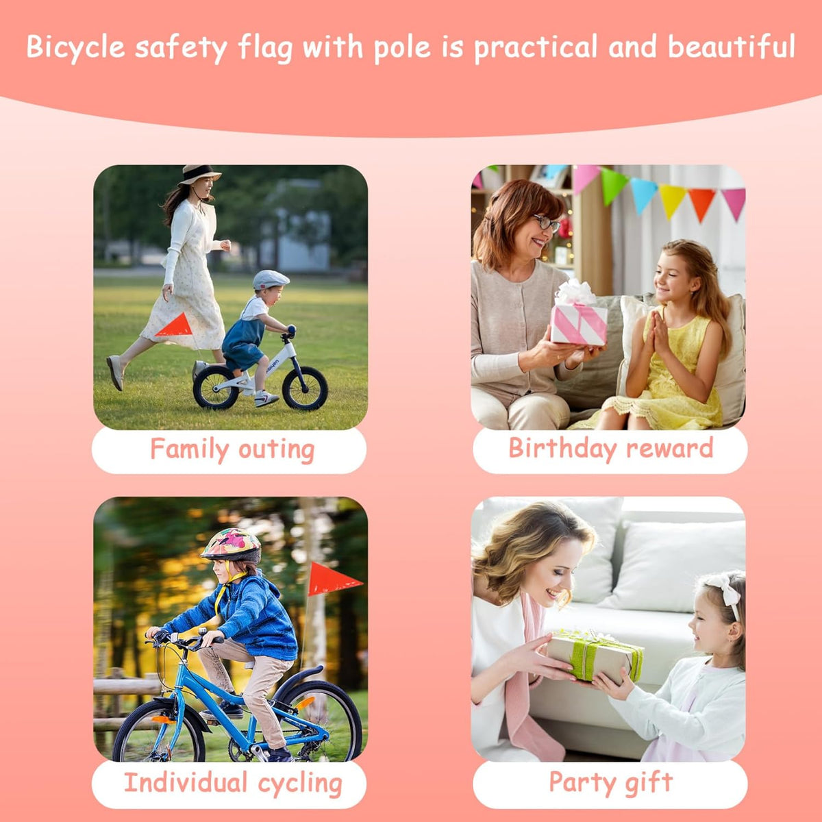 Reflective Adjustable Height Bicycle Safety Flag with Mounting Bracket R5642