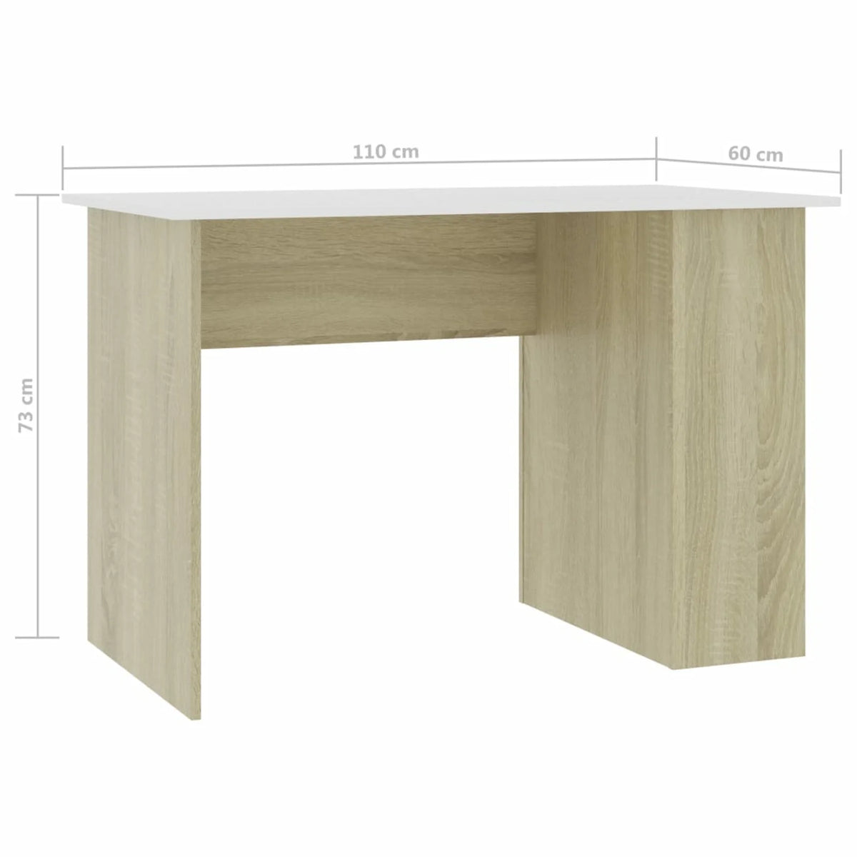 White Computer Desk with Side Storage Shelves B954505
