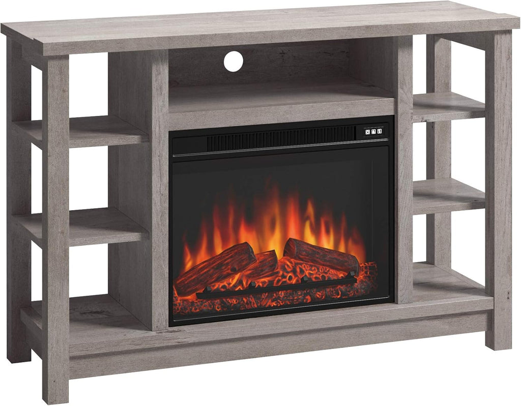 Media Fireplace Credenza, Carbon Oak Finish W1286