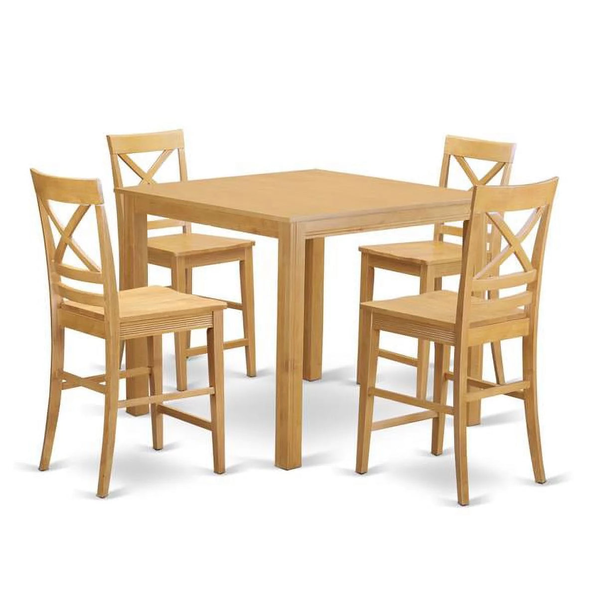 Oak 5 Piece Square Counter Height Pub Set A52052