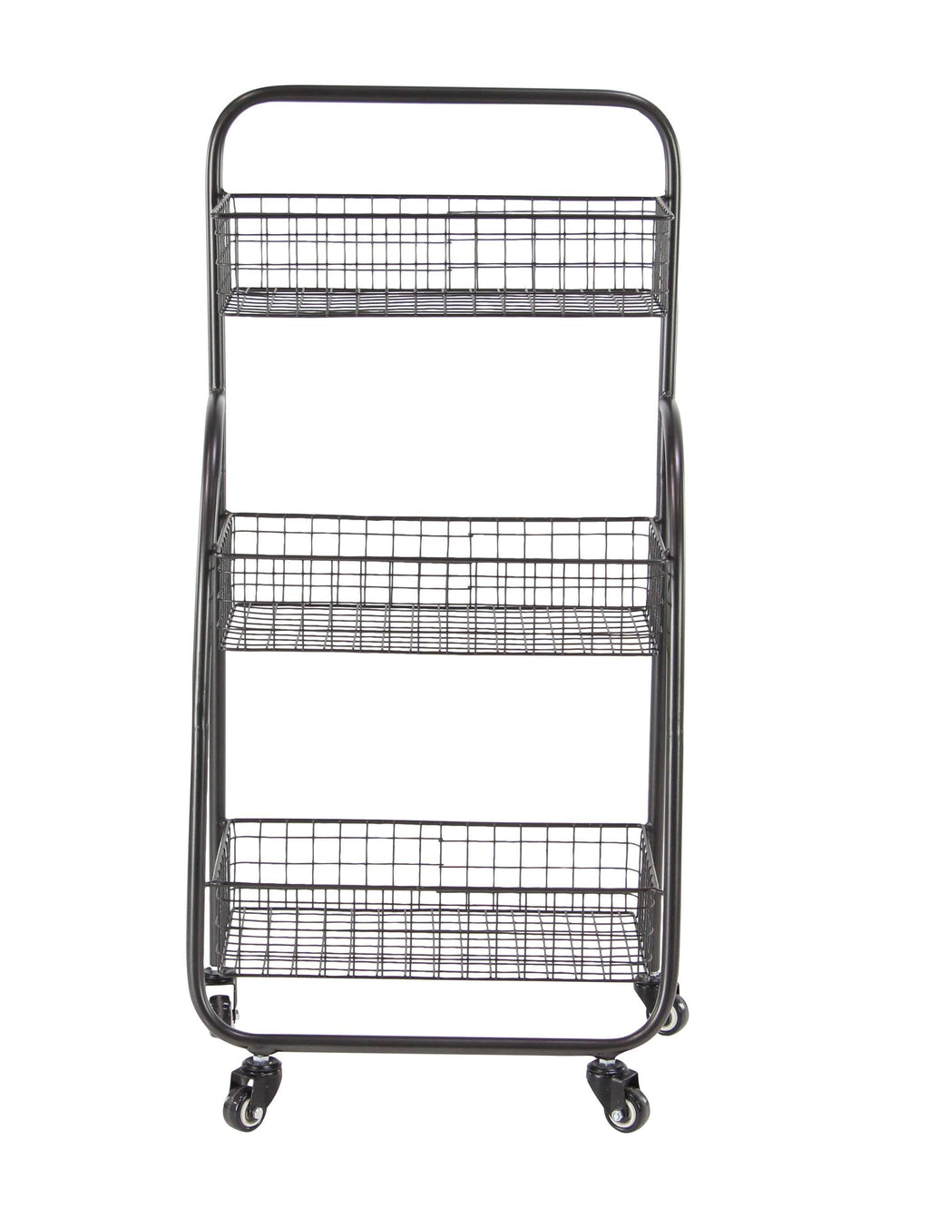 Black 3-Tiered Iron Storage Cart with Caster Wheels F7113