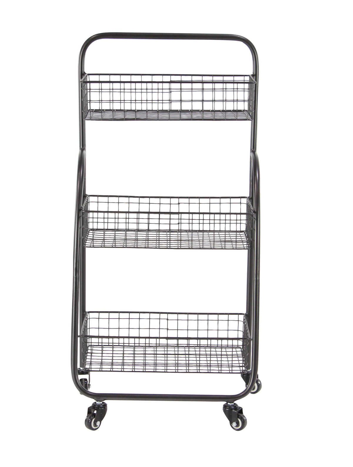 Black 3-Tiered Iron Storage Cart with Caster Wheels F7113