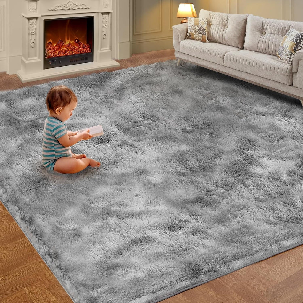 Black Fluffy Shag Area Rug I313314