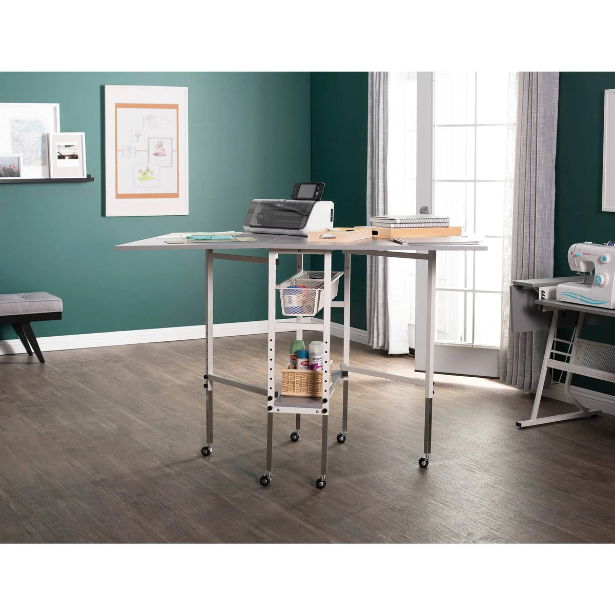 Adjustable Folding Craft Table with Metal Drawers X948