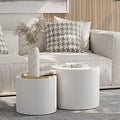 Nesting Coffee Table Set of 2 White Round Wood U7564