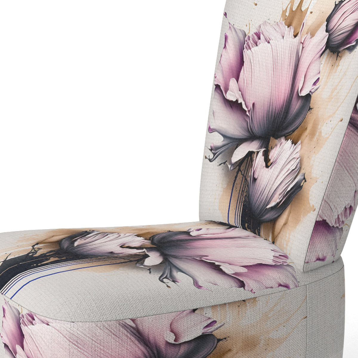 Pink Peony Flower On Abstract Paint Upholstered Floral Accent Chair W489982