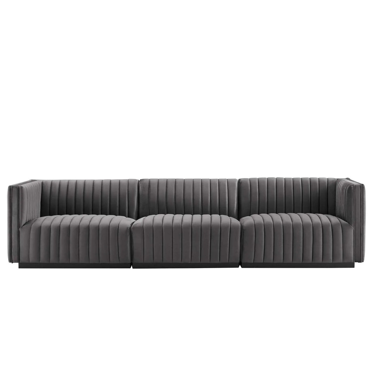 Black Gray Performance Velvet Sofa L25533