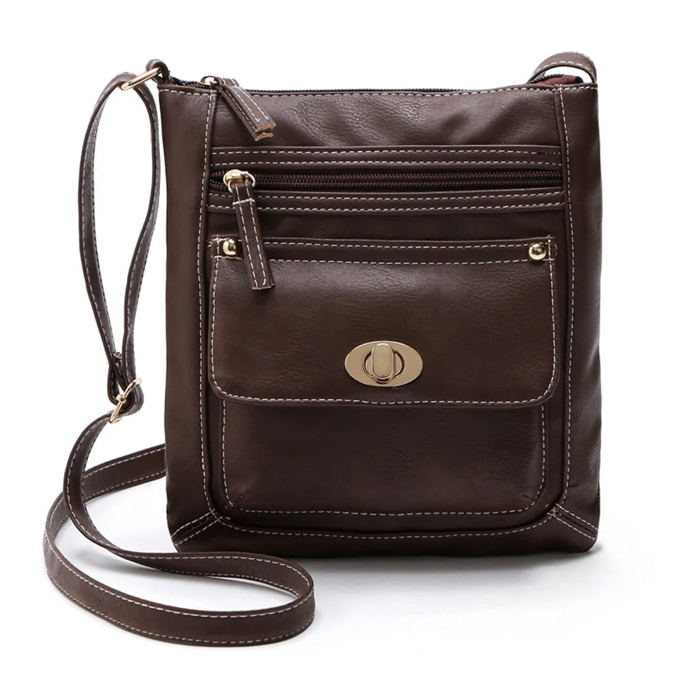Black Leather Crossbody Satchel Bag U43007