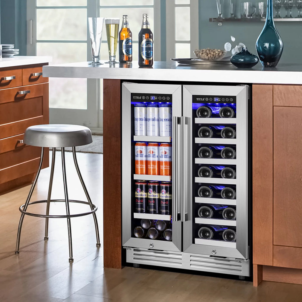 Built in Wine Cooler Beverage Cooler 18-Wine Bottles and 57 Cans Dual Zone K783
