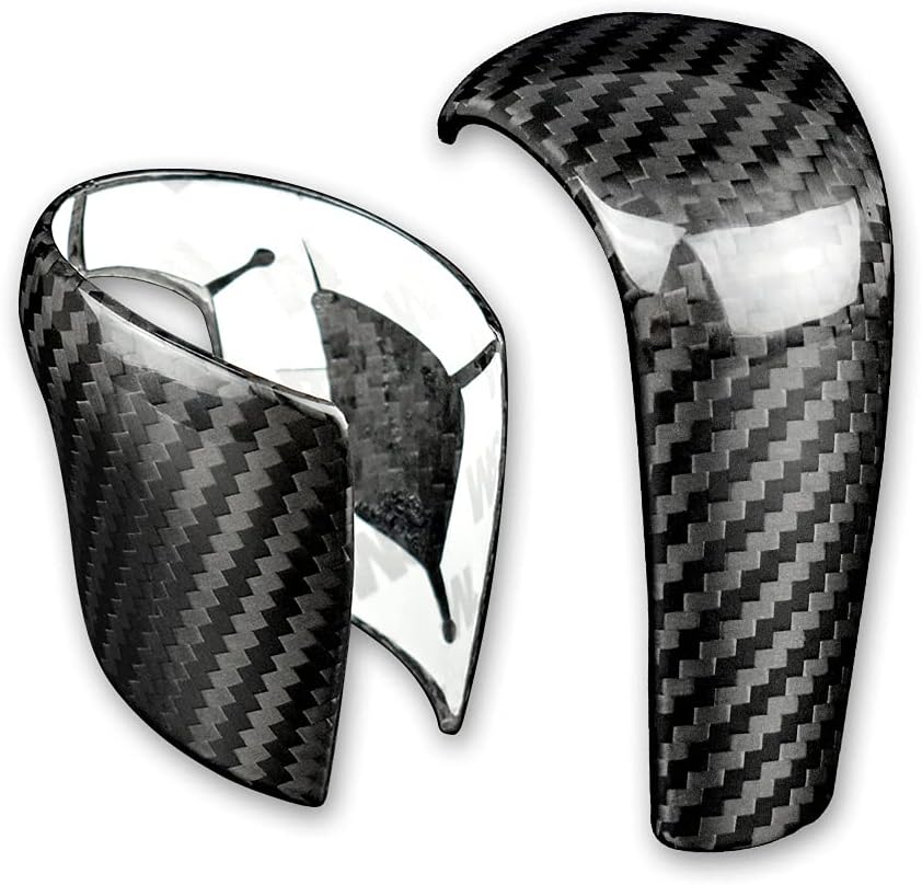 2pcs Carbon Fiber Car Gear Shift Knob Cover Handle Sticker Interior Trim V30498