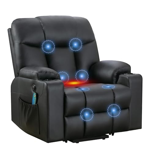 Large Power Lift Recliner Chair with Massage and Heat, Electric Wide Recliners, Heavy Duty Fabric Reclining Mechanism, Camel U201