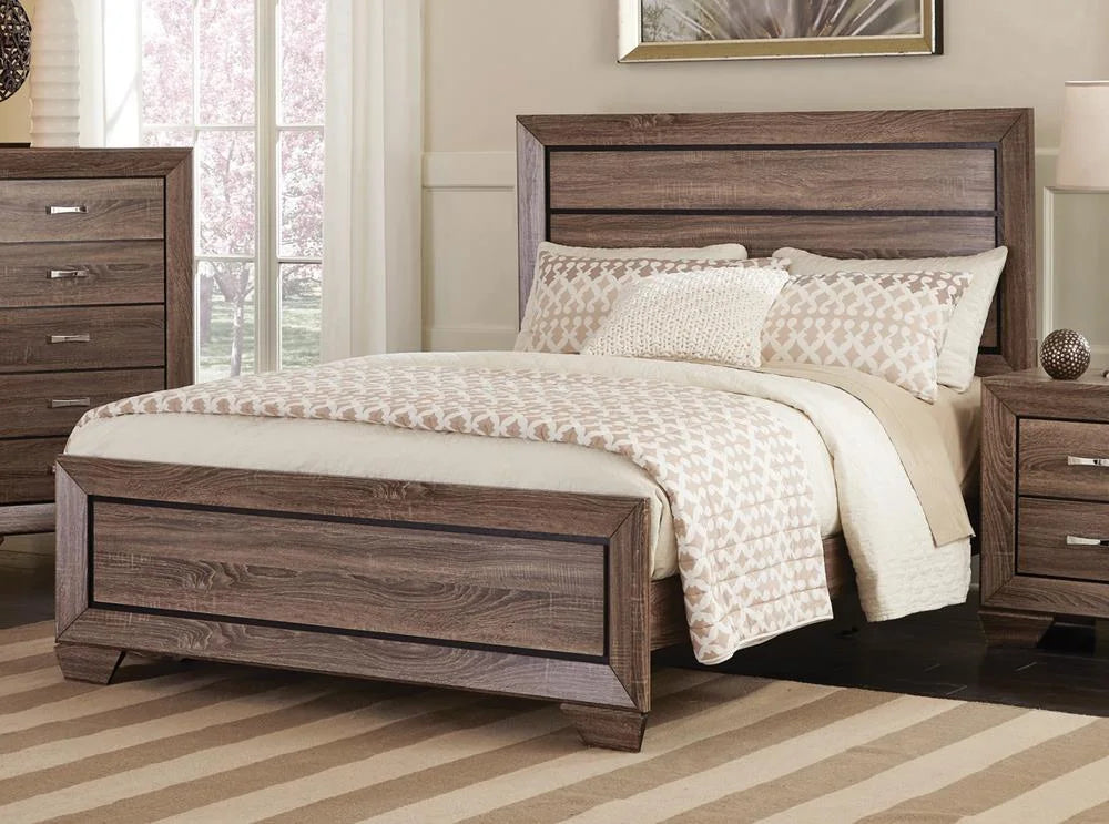 Queen Panel Bed Washed Taupe H6491