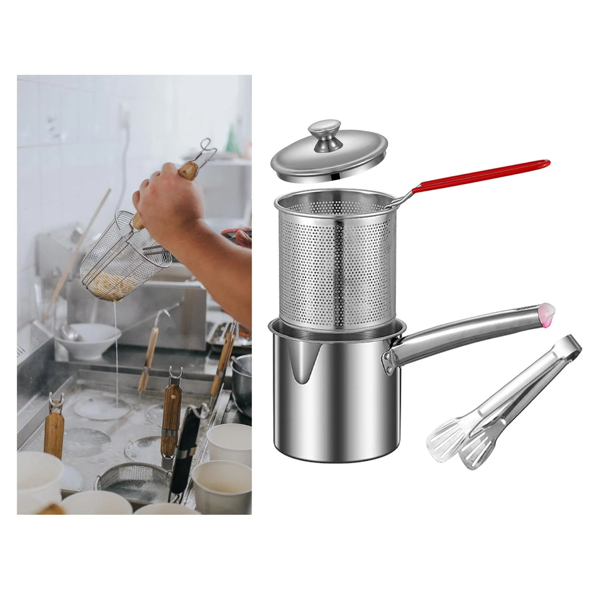 Nonstick Deep Frying Pot with Handles 1.2L H603