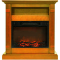 34-in. Electric Fireplace with Log Insert and Teak Mantel Y902204