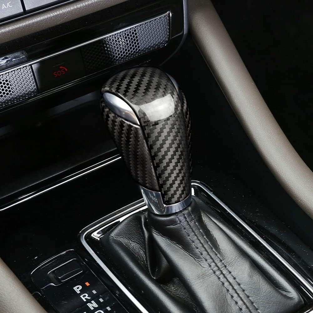 2pcs Carbon Fiber Car Gear Shift Knob Cover Handle Sticker Interior Trim V30498