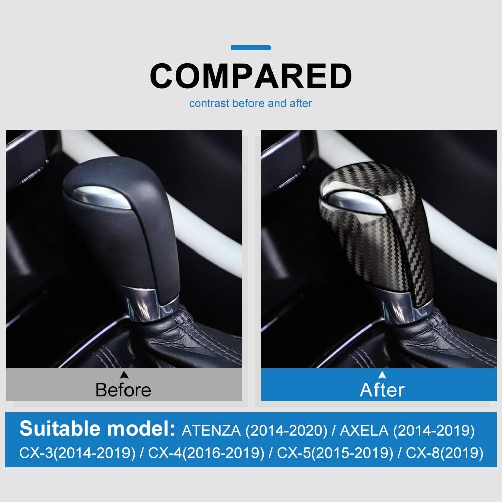 2pcs Carbon Fiber Car Gear Shift Knob Cover Handle Sticker Interior Trim V30498