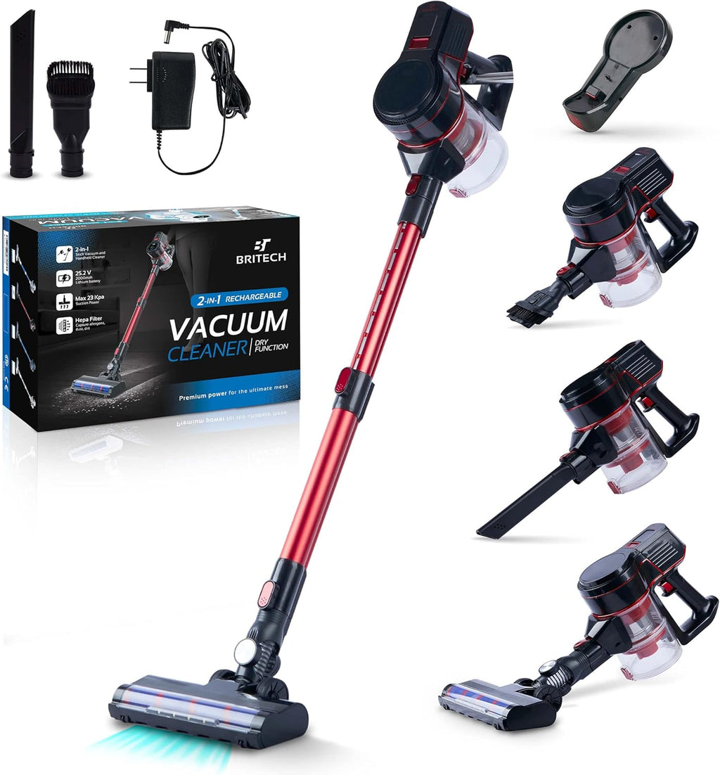 Cordless Stick Vacuum Cleaner with 250W Motor, 30min Runtime, LED Display Screen & Headlights (White) C881