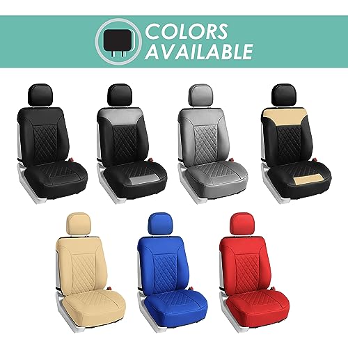 Beige Faux Leather Car Seat Covers Front Set T66036