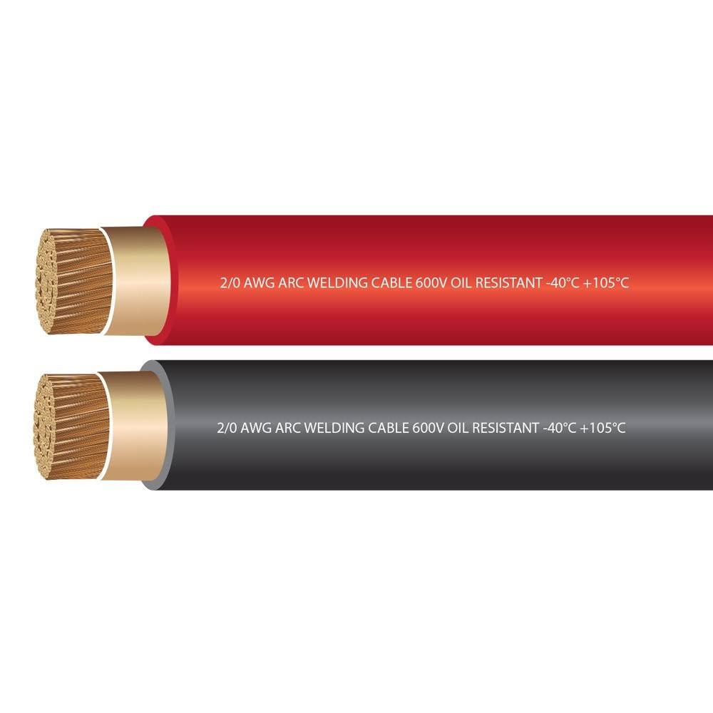 2/0 Gauge Extra Flexible Welding Cable 600 Volt Combo Pack Black Red 15 Feet R584244