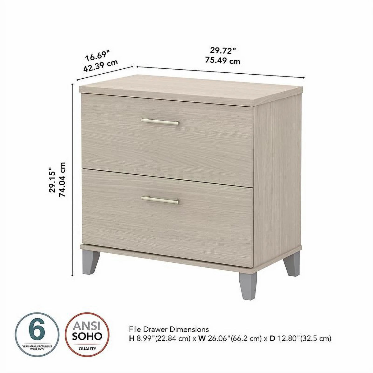 2 Piece Engineered Wood Lateral Filing Cabinet Set in Sand Oak I5937