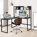 Reversible L-Shaped Corner Computer Desk with Hutch T4025