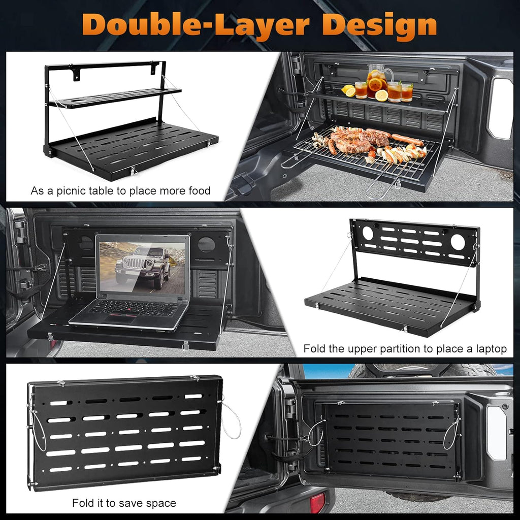 Tailgate Table Rear Foldable Cargo Shelf Aluminum Alloy Storage Rack N80857