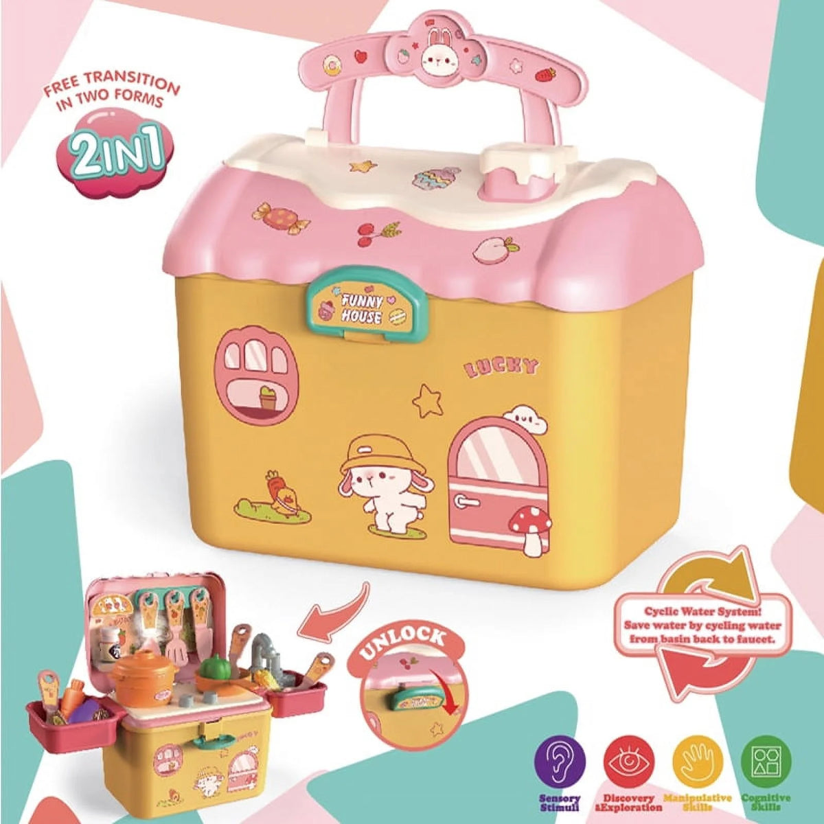 Kids Picnic & Kitchen Playset with Color Changing Play Foods S364341