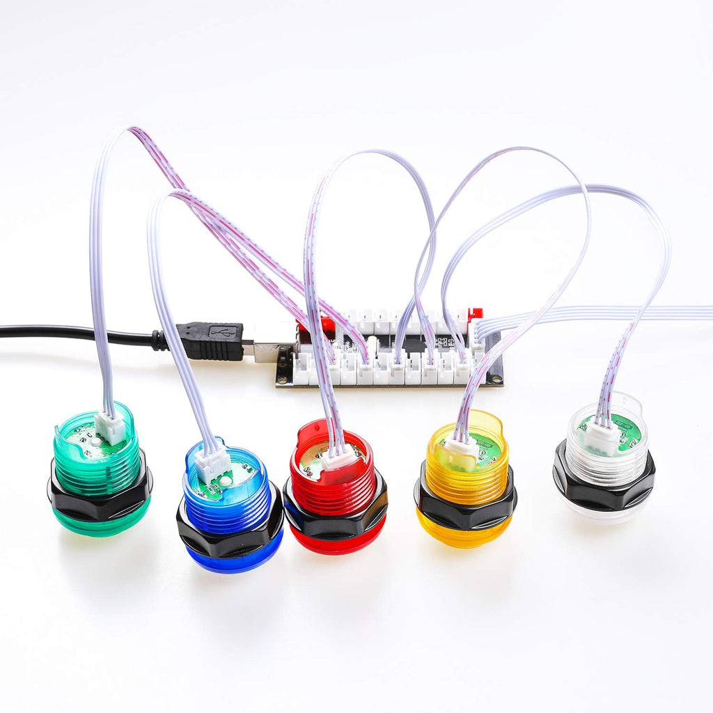 2X Zero Delay LED USB Encoder + 20x 28MM LED Arcade Buttons + 2X Joystick Q6917