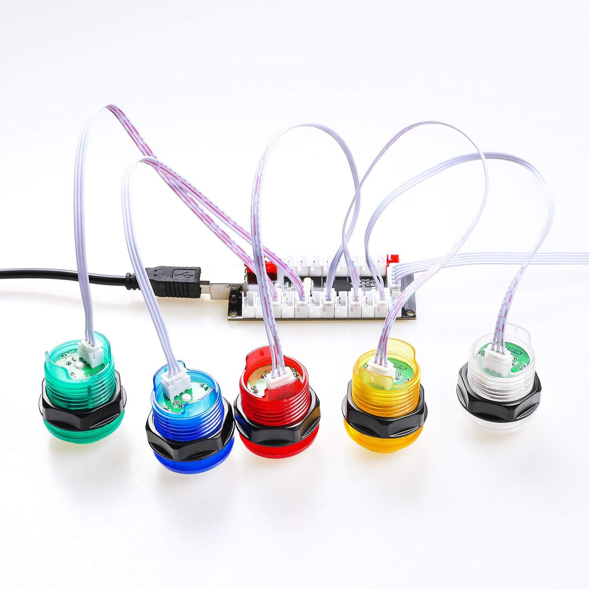 2X Zero Delay LED USB Encoder + 20x 28MM LED Arcade Buttons + 2X Joystick Q6917