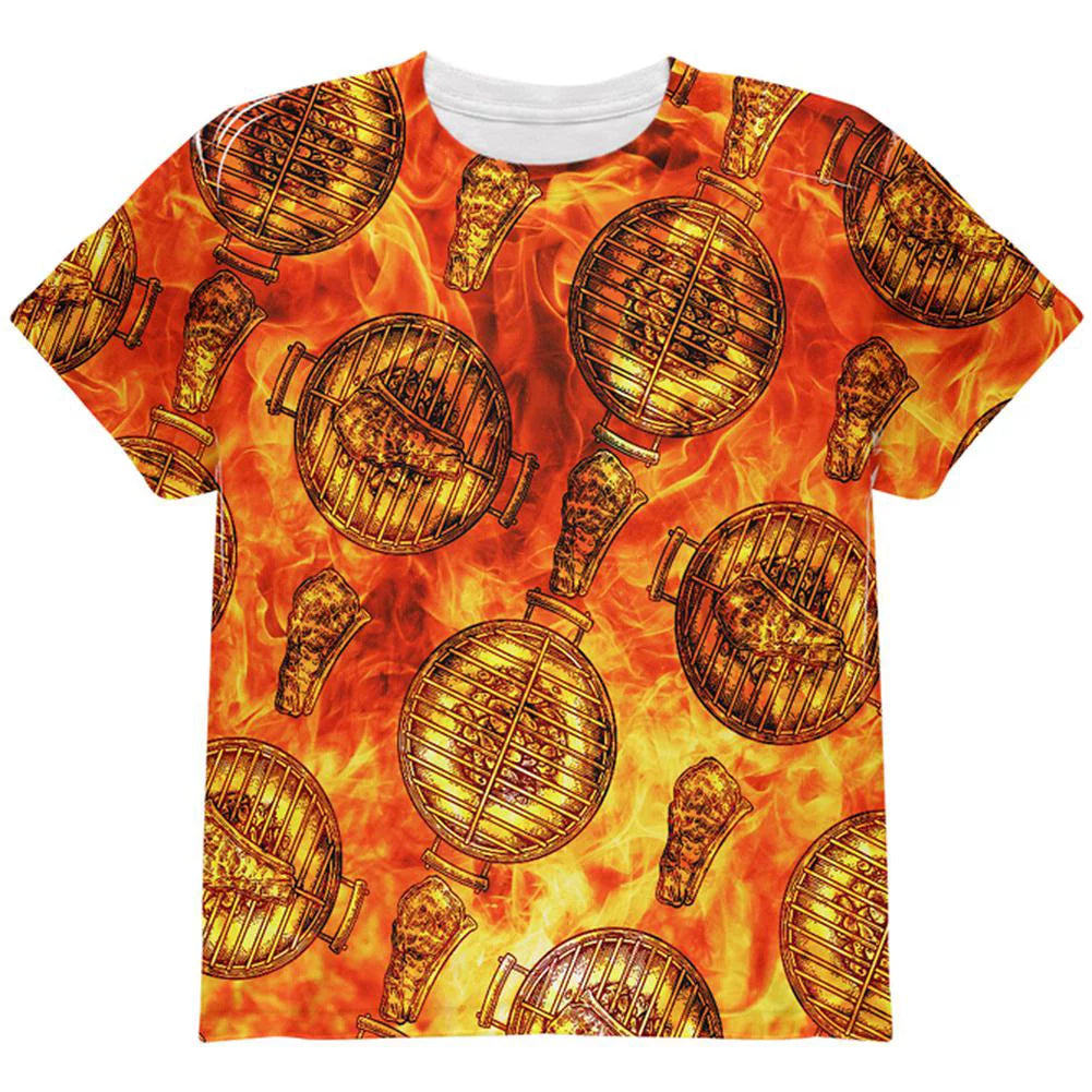 Charcoal Grilled Steak Pattern Youth T Shirt Z1844