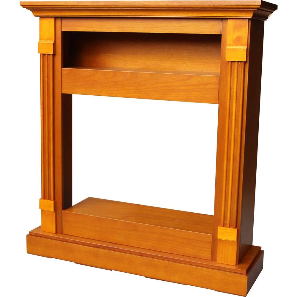 34-in. Electric Fireplace with Log Insert and Teak Mantel Y902204