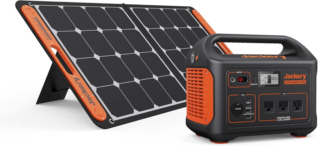 Solar Generator 1000 with 2X SolarSaga 100X and 3x110V/1000W AC Outlets Y682
