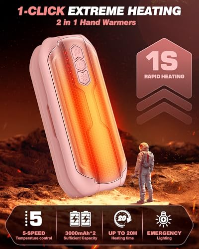 Rechargeable Hand Warmers 2 Pack - 6000mAh Portable Electric Heater with Flashlight & 5 Level A992